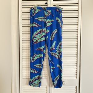 Obey No. 89 Pull On Casual Pants Women's Blue Tropical Print Drawstring Size S